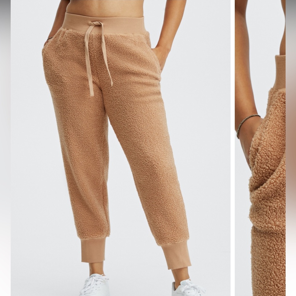 Fabletics Cozy Sherpa Joggers in Camel